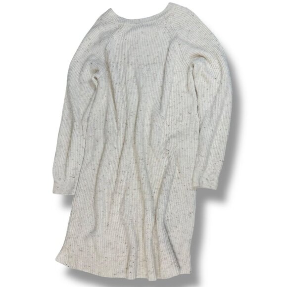 Madewell Donegal Sweater Dress Womens Sz XL Ivory Wool Blend Curved Hem Knit - Picture 6 of 10